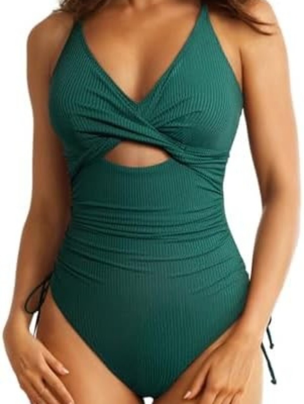Ribbed Emerald Green Swimsuit